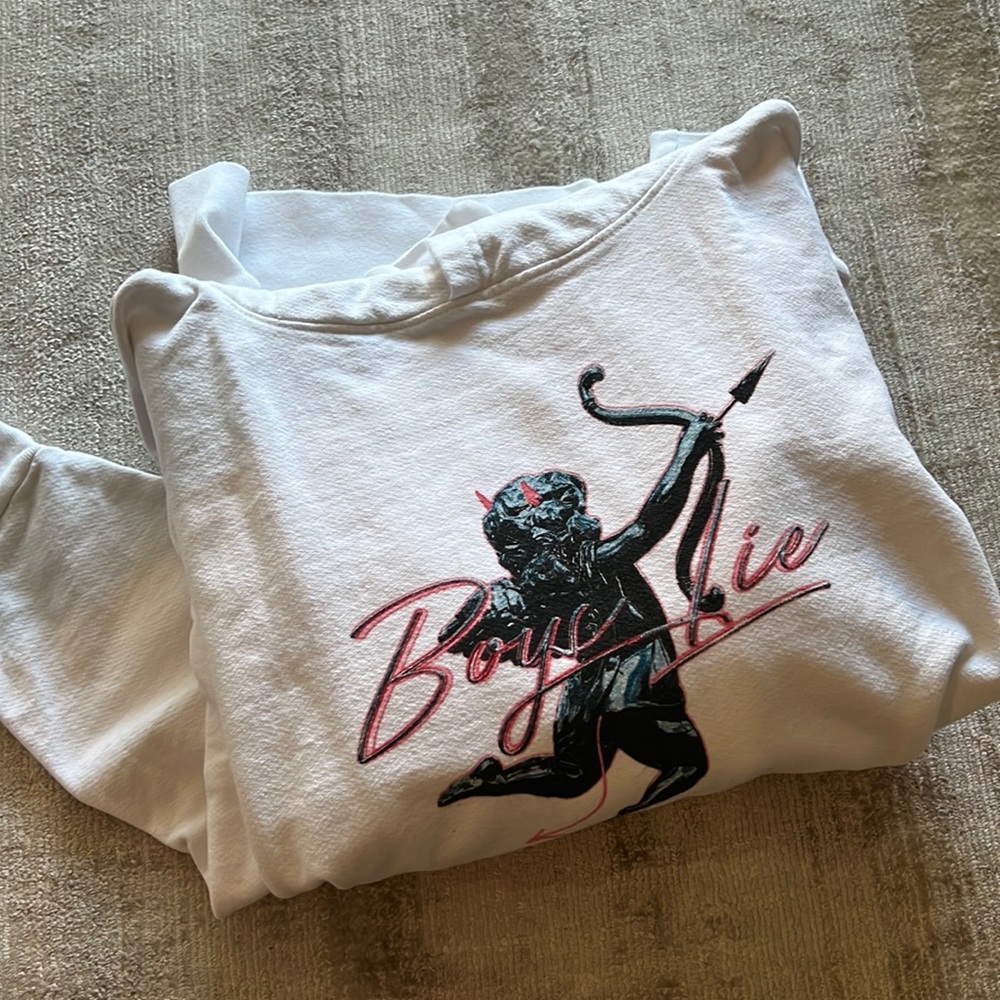 BOYS LIE WHITE OVERSIZED HOODIE WITH ANGEL DETAIL